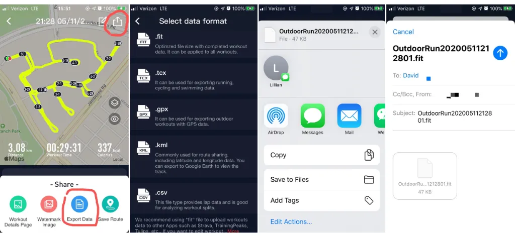 COROS App Export Data