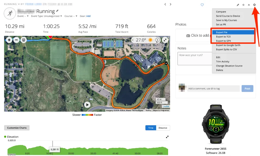 Garmin Connect Export Original